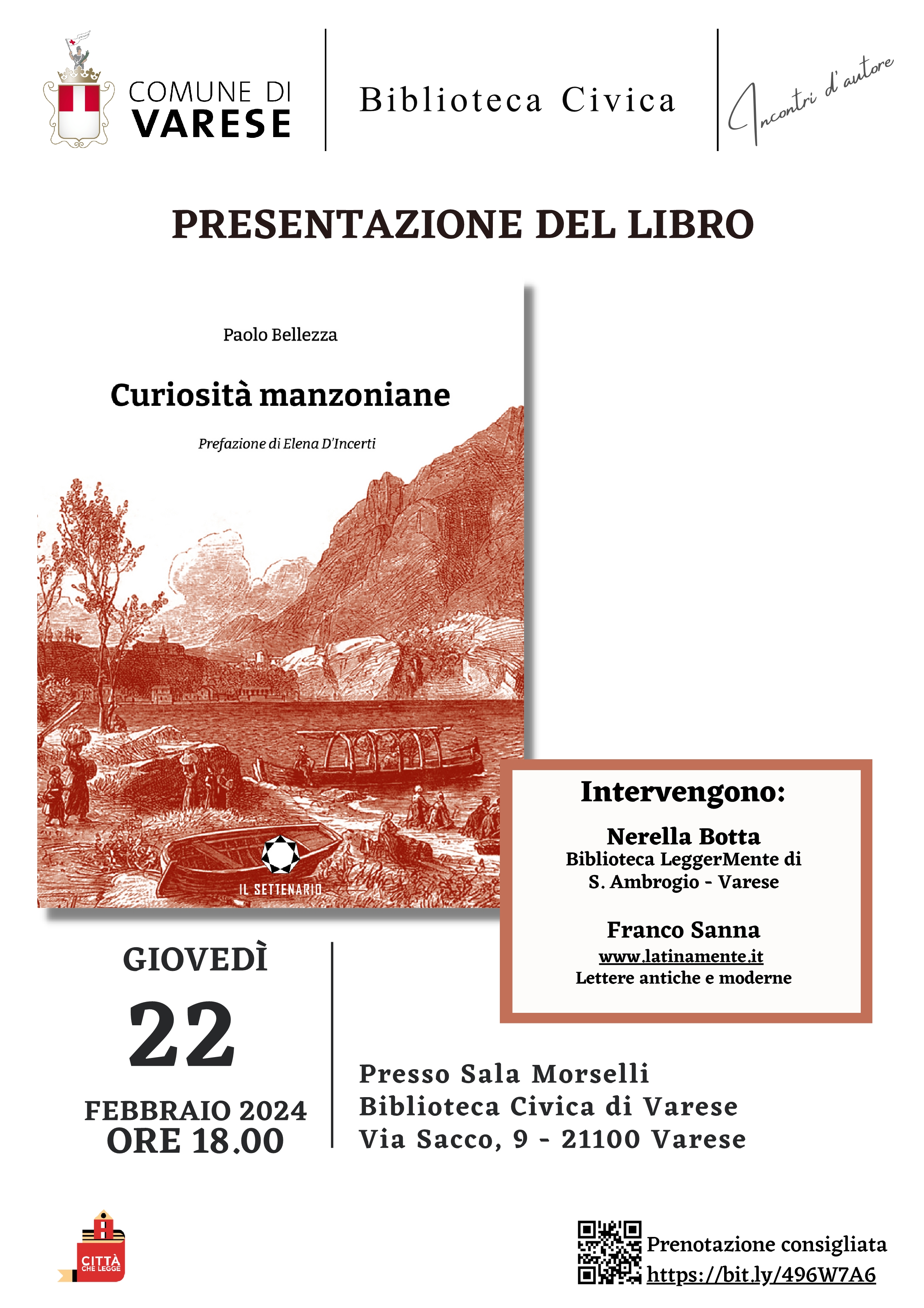 Presentazione del libro “Curiosità manzoniane” di Paolo Bellezza